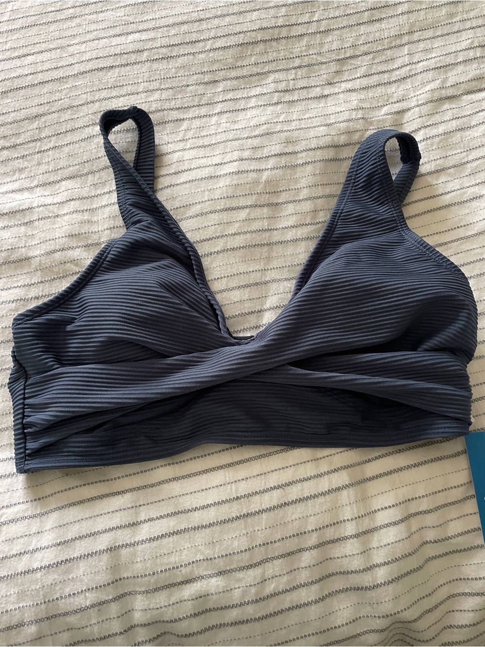 CupShe Blue Ribbed Bikini Top